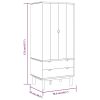 Wardrobe OTTA 30.1"x20.9"x67.7" Solid Wood Pine - Brown