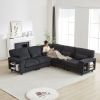 102.75*102.75" L-Shaped Modular Sectional Sofa, Modern Corduroy Sectional Sofa, Arm with Storage With Cup Holder