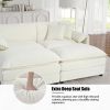 Deep Seat Sectional Sofa Cloud Couch with Ottoman, Modern Chenille Comfy Love Seat Upholstered Modular L Shaped Couch,White - as Pic