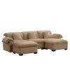 Extra Large and Deep Seat 3 - Seat U Shaped Sectional Sofa Couch With Storage Seats and Storage Ottomans, Modern Velvet 3 Seater Sofa
