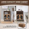 2-Door Farmhouse Kitchen Storage Bar Cabinet with Wine Rack and Glass Holder - Rustic Brown