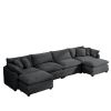 Corduroy Sofa , Modern Upholstered 4 Seater with 3 Footstools Corduroy Fabric Sofa , Office Living Room Apartment Comfortable Sofa
