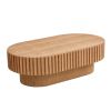 43.70 Inch Modern Handcraft Drum Coffee Table Oval Coffee Table for Living Room - Natural Ash