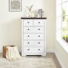 6 Drawer Dresser,6 Drawers cabinet Tall Chest of Drawers Closet Organizers Storage Clothes, cabinet of 6 drawers Living Room - White - MDF
