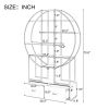 70.8 Inch Round Office Bookcase Bookshelf, Display Shelf, Two Drawers, Gold Frame - as Pic