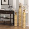 Metal decorative vases High distress metal center vases with growing vine patterns, set of 3 vases 34 ", 29 ", 25 "H, gold