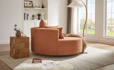 360° Swivel Chair Accent Barrel Chair Swivel Round Sofa Chair with 3 Removable Pillows for Living Room, Bedroom, Office and Hotel, Orange Red - as Pic