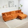L Shaped Modular Sectional Sofa with Deep Seating Reversible 3-seat Sleeper Couch Comfortable Upholstered Furniture-Orange