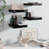 Floating Wall Shelves 4 pcs High Gloss Black 9.1"x9.3"x1.5" MDF - Black