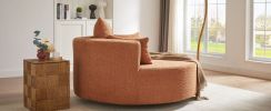 360° Swivel Chair Accent Barrel Chair Swivel Round Sofa Chair with 3 Removable Pillows for Living Room, Bedroom, Office and Hotel, Orange Red - as Pic