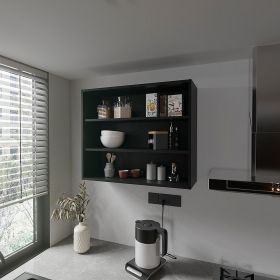 Floating Shelf Meeker, Kitchen, Black - Black - Material