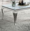 Glam Contemporary 1pc Coffee Table White Glass Top Silver Color Table Living Room Stainless Steel Cabriole-Style Legs - as Pic