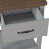 Drawer Nightstand; Set of 2 - Gray - Medium Density Fibreboard, Laminate, Wood Composite, Metal
