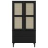 Wardrobe SENJA Rattan Look Black 35.4"x21.7"x68.9" Solid Wood Pine - Black