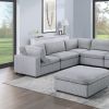 Dark Gray Color 8pc Modular Sectional Set Corduroy Upholstery Couch 3x Corner wedge 3x Armless Chairs 2x Ottomans Living Room Furniture - as Pic