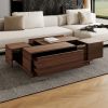 Rectangular Sliding Top Coffee Table with 2 Drawers and 2 Hidden Storage for Living Room 47.2" (Walnut) - as Pic