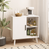Sideboard Buffet Kitchen Storage Cabinet, Accent Cabinet with Solid Wood Feet for Decorated Doors- White - Wood