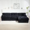 L Shaped Modular Sectional Sofa with Deep Seating Reversible 3-seat Sleeper Couch Comfortable Upholstered Furniture-Black
