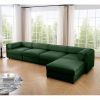 Modular Sectional Sofa with Storage, Cylindrical Backrest and Armrests Deep Comfortable Seating, 4 Seat L- Shaped Sofa, Green - as Pic