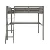 Everest Grey High Loft Bed with Desk and Storage, Heavy Duty Solid Wood Twin Size Loft Bed Frame with Stairs