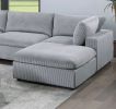 Dark Gray Color 8pc Modular Sectional Set Corduroy Upholstery Couch 3x Corner wedge 3x Armless Chairs 2x Ottomans Living Room Furniture - as Pic