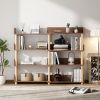 4 Tier Retractable & Rotatable Bookcases, Wooden Corner Book Shelf, Storage Rack for CDs/Movies/Books, Rustic Brown Bookcase