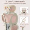 Foam office chair, ergonomic office chair, foam base, adjustable headrest, armrests, foot rests, with hanger- Pink
