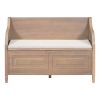 TREXM Rustic Style Solid wood Entryway Multifunctional Storage Bench with Safety Hinge (Brown+ Beige) - as Pic