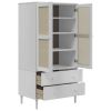 Wardrobe SENJA Rattan Look White 35.4"x21.7"x68.9" Solid Wood Pine - White