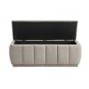 Modern Taupe Storage Bench Cushion Seat 1pc Plywood Frame Fabric Upholstery Home Furniture - as Pic