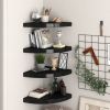 Floating Corner Shelves 4 pcs Black 13.8"x13.8"x1.5" MDF - Black