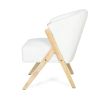 Modern Accent Chair with White Upholstery and Solid Wood Frame, Minimalist Lounge Chair for Living Room, Bedroom, or Office - as Pic