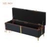 Elegant Upholstered Storage Ottoman,Storage Bench with Metal Legs for Bedroom,Living Room,Fully Assembled Except Legs,Black - as Pic