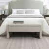 Modern Bed End Bench with Storage,Upholstered Large Foot Rest Stool, Linen Light Grey
