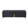 Elegant Upholstered Storage Ottoman,Storage Bench with Metal Legs for Bedroom,Living Room,Fully Assembled Except Legs,Black - as Pic