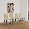 55" MDF Wood Colour Dining Table and Modern Dining Chair Set of 4, Mid Century Wooden Kitchen Table Set, Metal Base & Legs- Beige linen+wood color