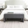 Modern Bed End Bench with Storage,Upholstered Large Foot Rest Stool, Comfy Window Vanity Bench, Grey