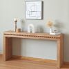 64in Rustic Wood Console Table – Elegant Entryway Table with Decorative Beaded Trim - as Pic