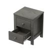 Farmhouse Wooden Nightstand Set of 2 with Retro Design, Wood Side Table with Storage Cabinet for Bedroom, Antique Gray - as Pic