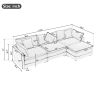 112.2" L-Shape Chenille Upholstered Sofa for Living Room Modern Luxury Sofa Couch with Ottoman and 5 Pillows for Living Room - Black - Foam