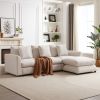 MH102.2 Inch Beige Combination Sofa Modular Sofa with Ottoman, plastic leg,Three Cushions and Three Pillows