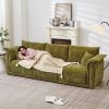 98.5" 3-seater Contemporary style linen sofa with 3 comfortable cushions with 2 pillows Suitable for living room bedroom and office,green