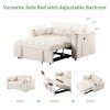58" 4-1 Multi-functional Sofa Bed with Cup Holder and USB Port for Living Room or Apartments - Milk White - Foam