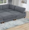 Contemporary Dark Gray 6pc Modular Sectional Set Corduroy Upholstery Couch 2x Corner wedge, 3x Armless Chairs 1x Ottoman Living Room - as Pic