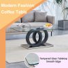 Modern Style Glass Top MDF Coffee Table with Black Base, Suitable for Living Rooms and Lounge Areas, with Product Dimensions of 47.2*25.6*17.8