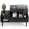 Lift Top Coffee Tables For Living Room 39.37"x19.7" Desk Tea Wood Dining Tables Adjustable Storage Shelf Easy Lift Or Lower - black