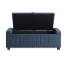 Contemporary Upholstered Bench with Internal Storage 1pc Durable Plywood Frame Blue Boucle - as Pic