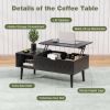 Lift Top Coffee Tables For Living Room 39.37"x19.7" Desk Tea Wood Dining Tables Adjustable Storage Shelf Easy Lift Or Lower - black