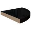 Floating Corner Shelves 4 pcs High Gloss Black 13.8"x13.8"x1.5" MDF - Black