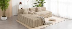110" Cloud Sectional Sofa Upholstered Couch Free-combined Sofa for Living Room, Light Coffee - as Pic